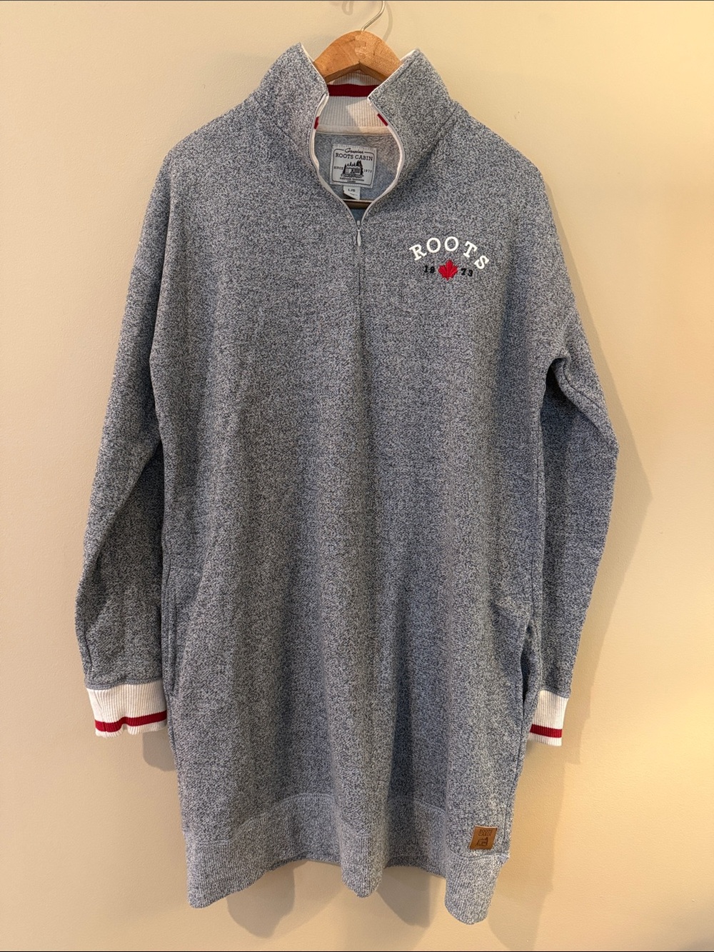 Genuine Roots Cabin Fleece Dress /Longline Quarter-Zip Sweatshirt Size L
